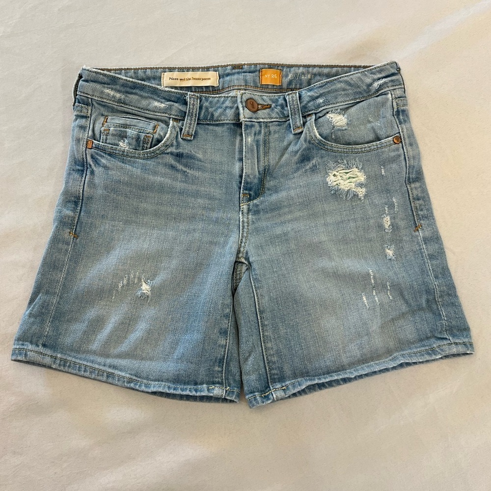 PILCRO AND THE LETTERPRESS Stet Distressed Jean Shorts, Size 26.